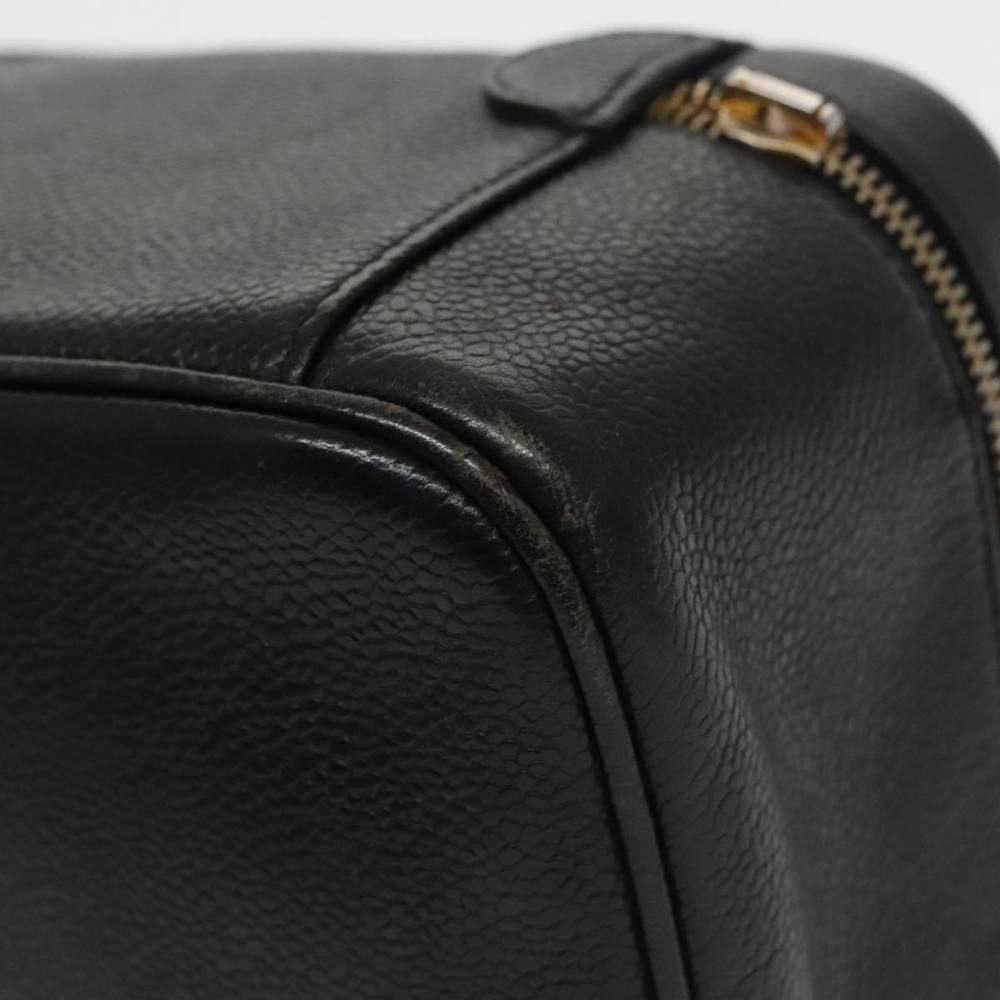 CHANEL Vanity COCO Mark Cosmetic Pouch Caviar Skin Black Gold CC Auth 102073 - Picture 13 of 16